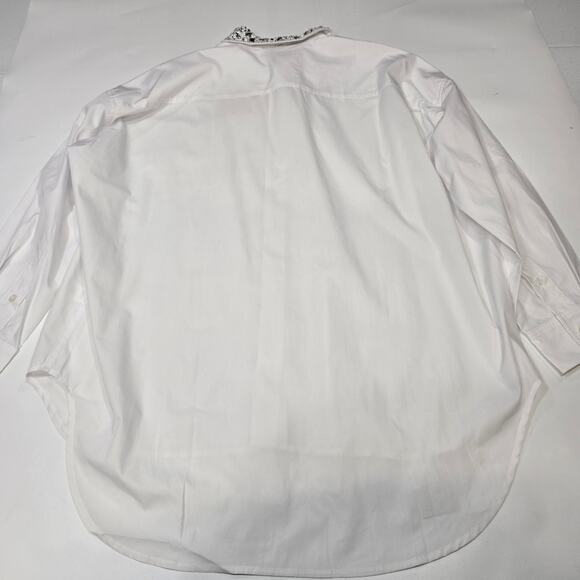 GRLFRND Alessandra Oversized Shirt with Jeweled Collar in White XS - Picture 11 of 12